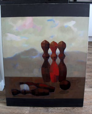 Dick Elffers - surrealistisch stilleven in landschap - 1977 kopen? Bied vanaf 475!