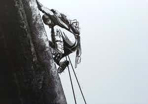 Rene Polak - Alpinist, aquatint ets (kleine oplage) verkocht voor € 50!