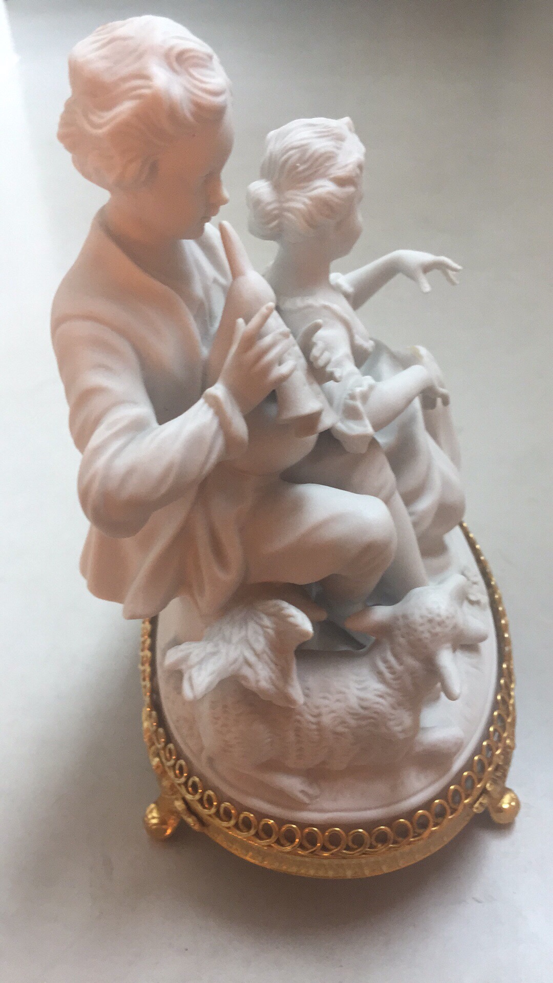 Unterweissbach Porseleinfabriek - Beeld koppel met fluit en schaap kopen? Bied vanaf 50!