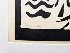 H.K. Winterwerp - interessante jaren 30 Groniger Ploeg houtsnede "Paterswolde" gesigneerd kopen? Bied vanaf 38!