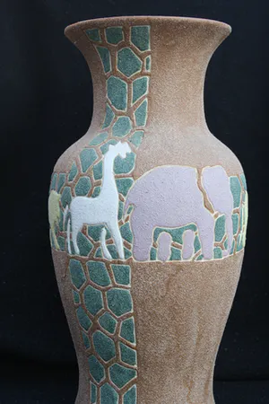 Niet of onleesbaar gesigneerd - Prachtige Grote Zeldzame Kunsternaars Zand-Vaas. kopen? Bied vanaf 1!