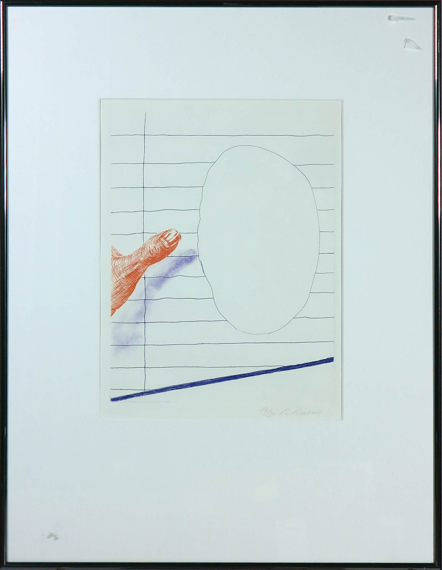 Roger Raveel - Kleurenets, Tekening en duim - Ingelijst kopen? Bied vanaf 850!