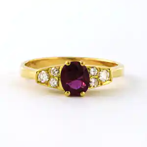 18k gouden ring bezet met toermalijn en 8 kant geslepen diamant tot. 0.18ct verkocht voor € 240!