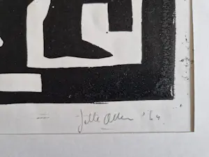 Jelle Otter - Groninger kunstenaar en graficus - linosnede "mannen" - eigen druk - 1964 kopen? Bied vanaf 38!