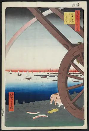 Utagawa Hiroshige (II) - Houtdruk, Ushimachi in het Takanawa district kopen? Bied vanaf 50!