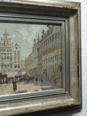 Sophus Levinsen - Olieverf op board , ingelijst , De Grote Markt in Brussel kopen? Bied vanaf 250!