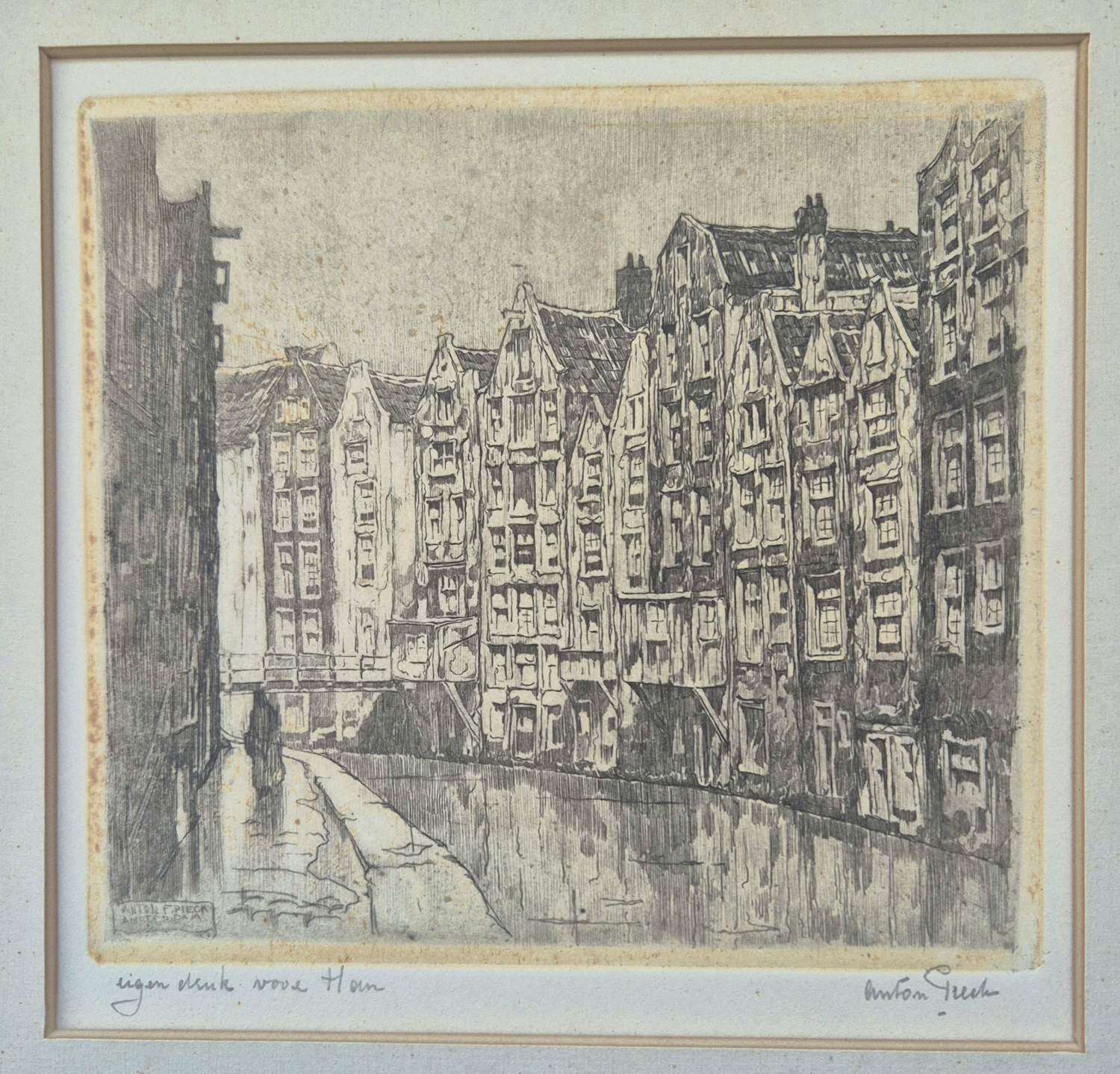 Anton Pieck - Amsterdamse gracht - eigen druk met opdracht kopen? Bied vanaf 150!