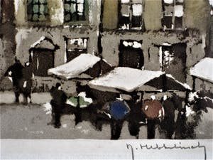 Roger Hebbelinck - Karakteristiek Hebbelinck Grafiek - "marktdag te Nijmegen" gesigneerd kopen? Bied vanaf 20!