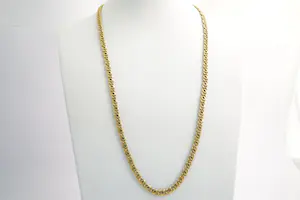 108- Lang (60+cm) geel gouden 18 karaats fantasie schakel ketting collier kopen? Bied vanaf 720!
