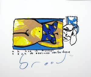 Herman Brood - Zeefdruk, Oh, hoe ik hunker... verkocht voor € 120!