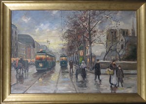 Niet of onleesbaar gesigneerd - Olieverf op doek, Bij de Notre-Dame - Ingelijst kopen? Bied vanaf 10!