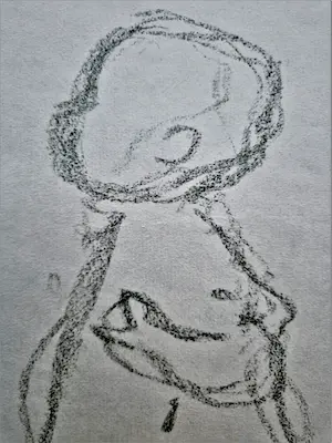 Johanna Bottema - impressionistische Houtskool tekening - peuter met pop - ca.1950 kopen? Bied vanaf 36!