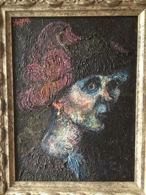 Jacques Slegers - ‘vrouw met verenhoed’ kopen? Bied vanaf 275!