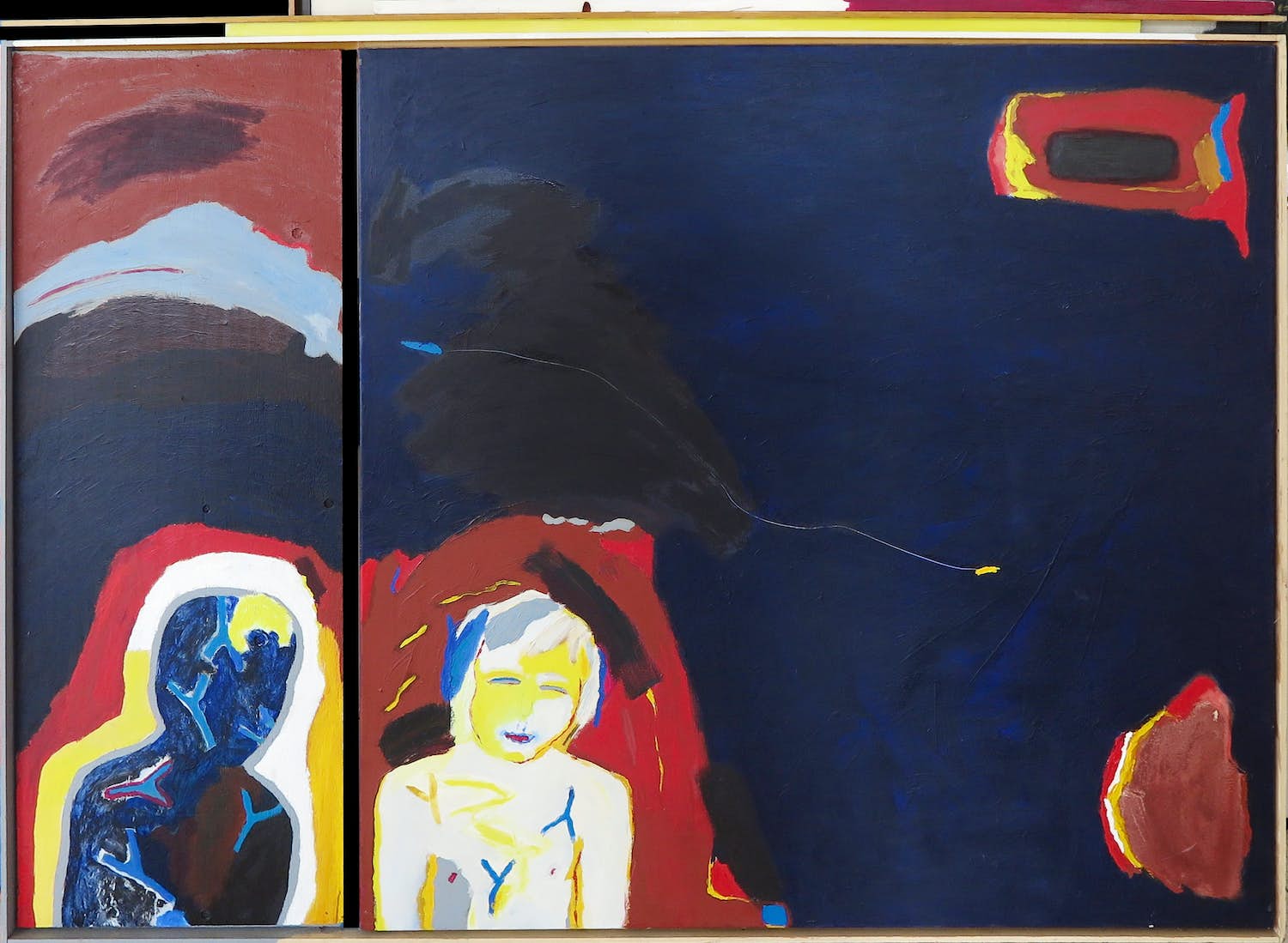 Niet of onleesbaar gesigneerd - Gemengde techniek op doek, Yellow boy - Ingelijst (Zeer groot) kopen? Bied vanaf 1!