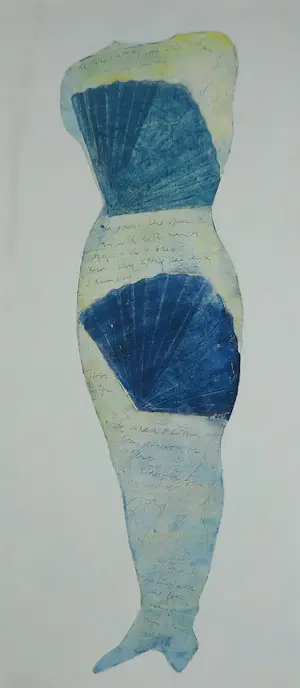 Aafke Kelly - Gemengde techniek op board, Fanning Lady - Ingelijst (Groot) kopen? Bied vanaf 100!