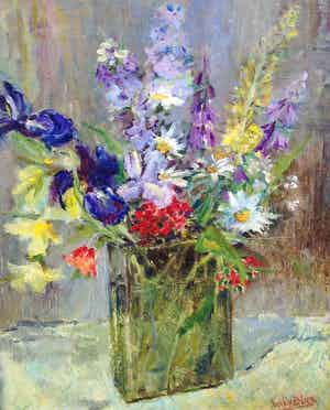 Willy Bleys - A6220 - Bloemstilleven met voorjaarsbloemen verkocht voor € 80!