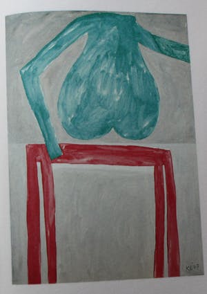Klaas Gubbels - boekje met potloodtekening: vrouw op tafel - 1988 kopen? Bied vanaf 50!