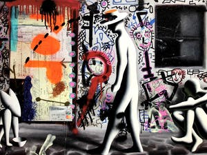 Mark Kostabi - Die Schüssel ist halb leer, aber die Flasche läuft nie trocken kopen? Bied vanaf 100!