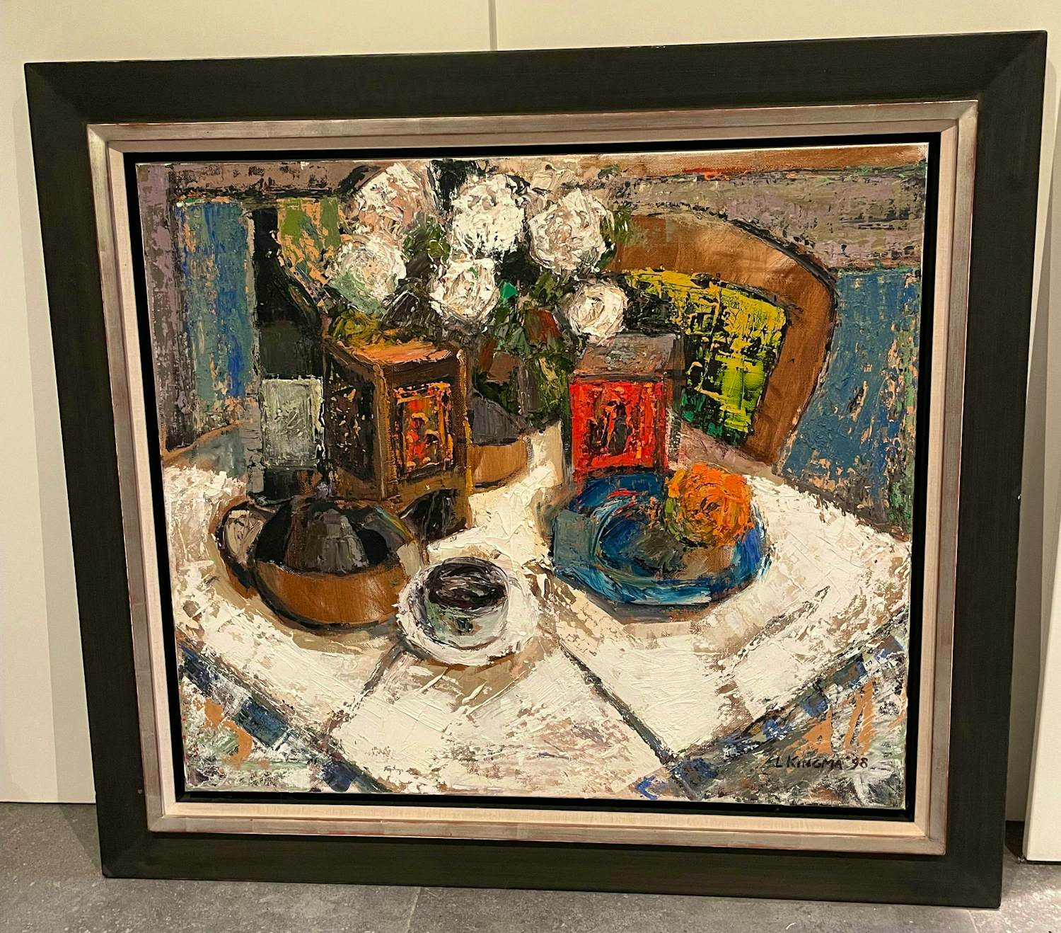 Lieuwe Kingma - Tafel met bloemen en theepot kopen? Bied vanaf 550!