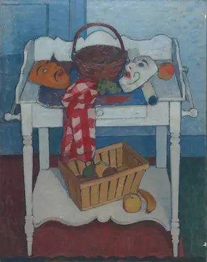 Pieter Fraterman - Olieverf op doek, Stilleven met maskers - Ingelijst kopen? Bied vanaf 35!