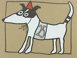 Titi Zaadnoordijk - Zeefdruk, Racehond nummer 25 - Ingelijst kopen? Bied vanaf 50!