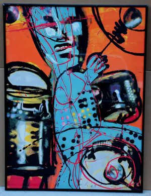 Herman Brood - Ingelijste zeefdruk: het bandje: de drummer - 1990 kopen? Bied vanaf 350!