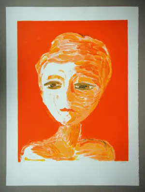 Virgilio Guidi - Volto Rosso - 1982 - Originele lithografie gesigneerd en genummerd kopen? Bied vanaf 120!