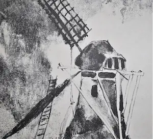 Germ de Jong - Molen te Nes, Ameland - litho uit 1952 kopen? Bied vanaf 65!