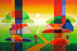 Norbertus - Acryl op doek, Het raadhuis (Zeer Groot) verkocht voor € 200!