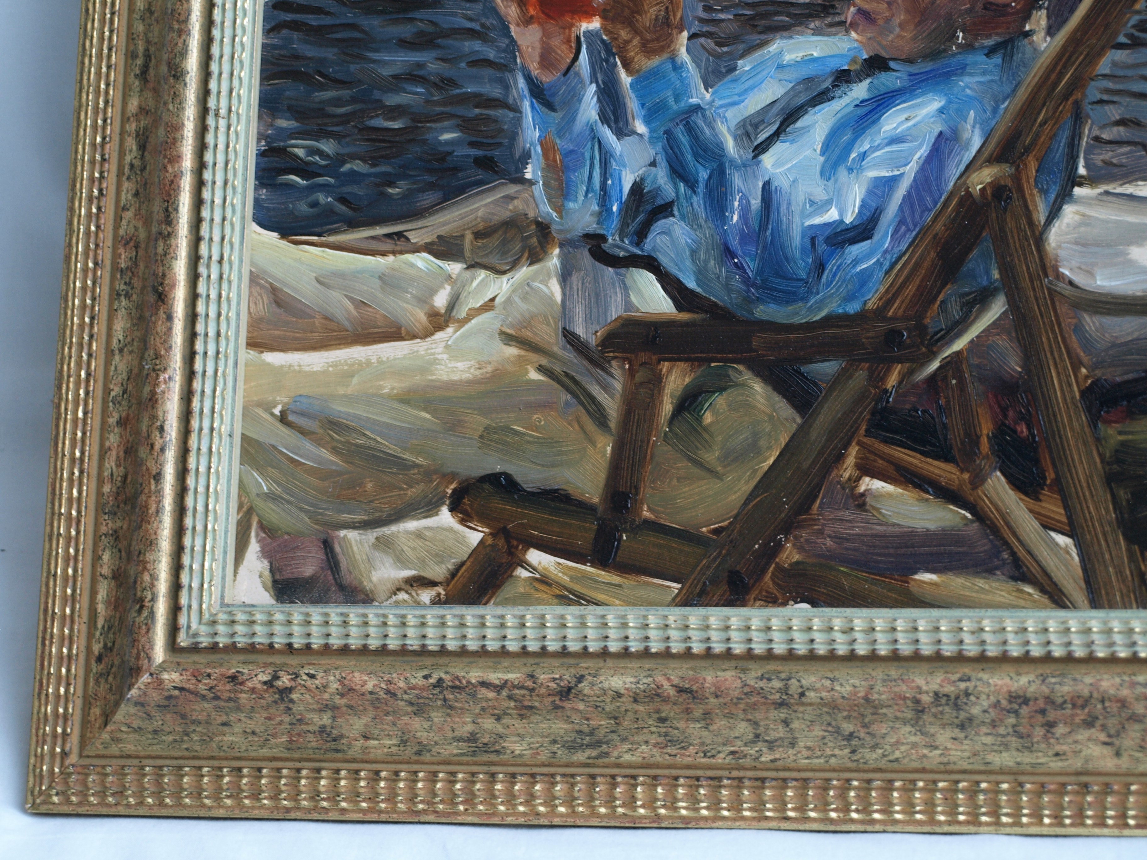 Bethijl Philippus van Romondt - Olieverf op paneel , Man in strandstoel – gesigneerd & ingelijst – 1935 kopen? Bied vanaf 150!