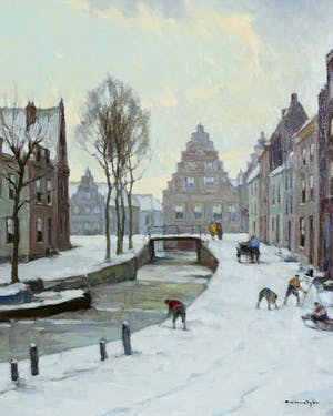 Willem Frederik Noordijk - Stadsgezicht in de winter kopen? Bied vanaf 950!