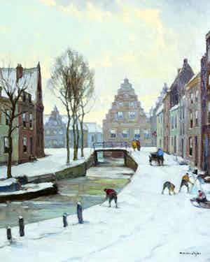 Willem Frederik Noordijk - Stadsgezicht in de winter verkocht voor € 950!