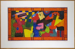 Clemens Briels - Zeefdruk, Algunos gentes... - Ingelijst (Zeer groot) kopen? Bied vanaf 150!