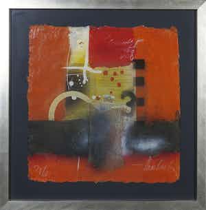 Theo Koster - Zeefdruk en collage, Three - Ingelijst verkocht voor € 35!