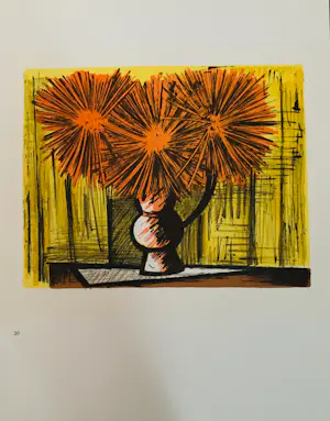 Bernard Buffet - Dahlias sur fond jaune, 1965. Lithografie. kopen? Bied vanaf 25!