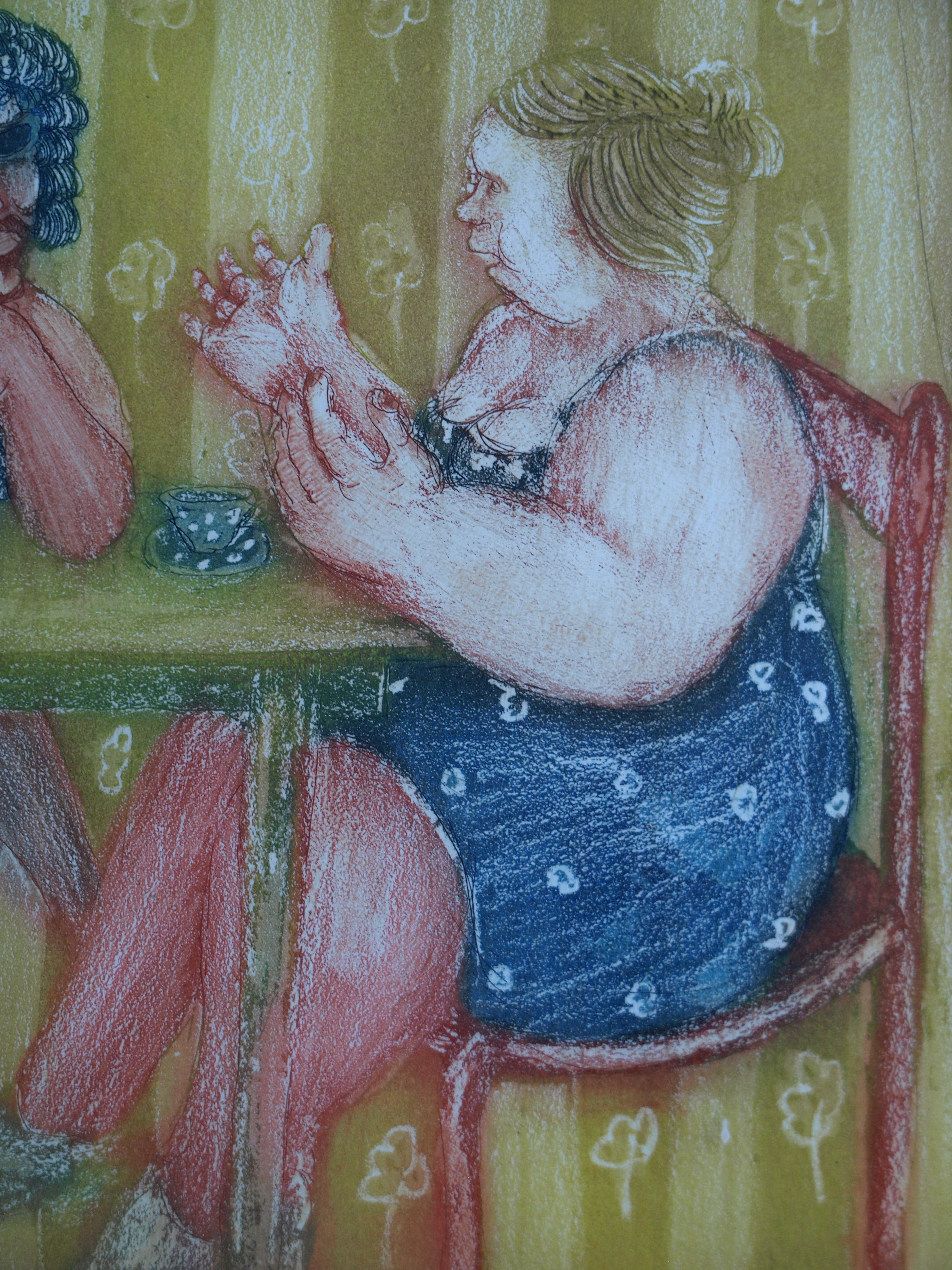 Wim Worm - Ets , Mary II, Aan tafel – gesigneerd en ingelijst – 1971  kopen? Bied vanaf 25!