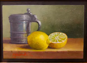Hans Habraken - Stilleven met tinnen beker en citroenen kopen? Bied vanaf 140!