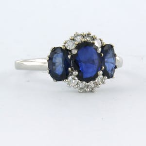 14k gouden ring bezet saffier 1,90ct en single cut geslepen diamant 0.18ct. kopen? Bied vanaf 400!