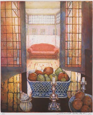 Marcel Schellekens - Kleurenets, Z.T. Stilleven met interieur - Ingelijst kopen? Bied vanaf 150!