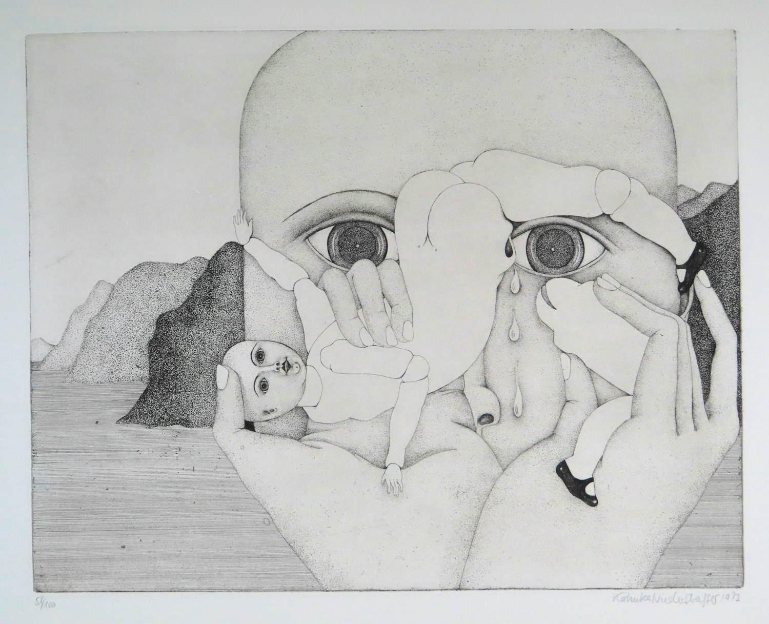 Katinka Niederstrasser - Surrealistisch gezicht en abstract landschap kopen? Bied vanaf 25!