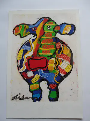 Peter Diem - Zeefdruk Cow - handgesigneerd kopen? Bied vanaf 40!
