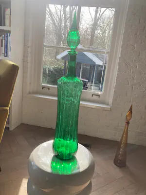 Empoli Glas - Groene Empoli glazen karaf, iconisch model Genie, 1970 kopen? Bied vanaf 75!