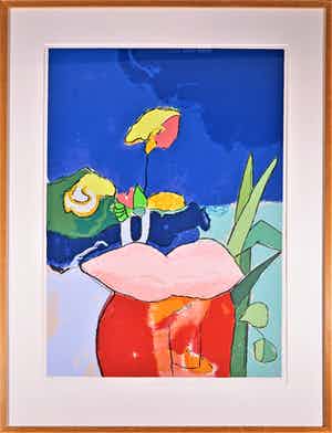 Henk van Vessem - Zeefdruk, Zonder titel - Ingelijst verkocht voor € 20!