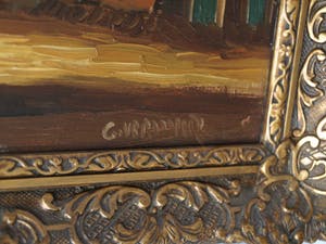 Niet of onleesbaar gesigneerd - Olieverf op paneel , Dorpsplein – gesigneerd & ingelijst - oud kopen? Bied vanaf 1!