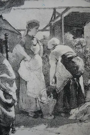 Jan Mesker - verkoopster op een zonnige rommelmarkt (Den Haag) - litho naar Theo Mesker kopen? Bied vanaf 65!