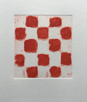 JCJ VANDERHEYDEN - handgesigneerde ets - 'Red checkerboard' - 2011. kopen? Bied vanaf 350!