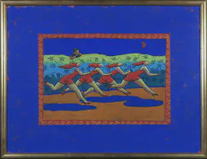 Jacques Tange - Pastel op papier, Running for Paris - Ingelijst kopen? Bied vanaf 1!