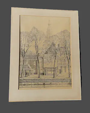 Jan Strube - in 1952 gemaakte grote lithografie op papier "Breda de Vismarkt" kopen? Bied vanaf 42!