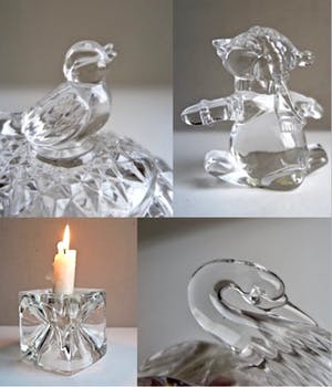 Sklo Union - Rudolfova - Nachtmann, Anna Hütte - Verfijnd Loodkristal: Zwaan, 2 Vogeltjes, Kaarsenhouder kopen? Bied vanaf 1!