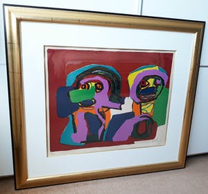 Karel Appel - Figuren, litho (prachtig ingelijst, groot) kopen? Bied vanaf 895!